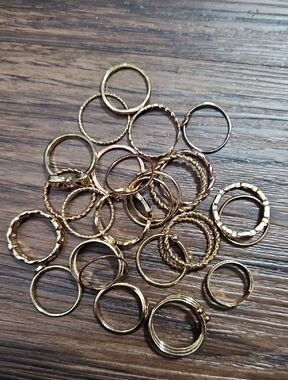 Bundle Of Gold Tone Stackable Rings, Various Sizes